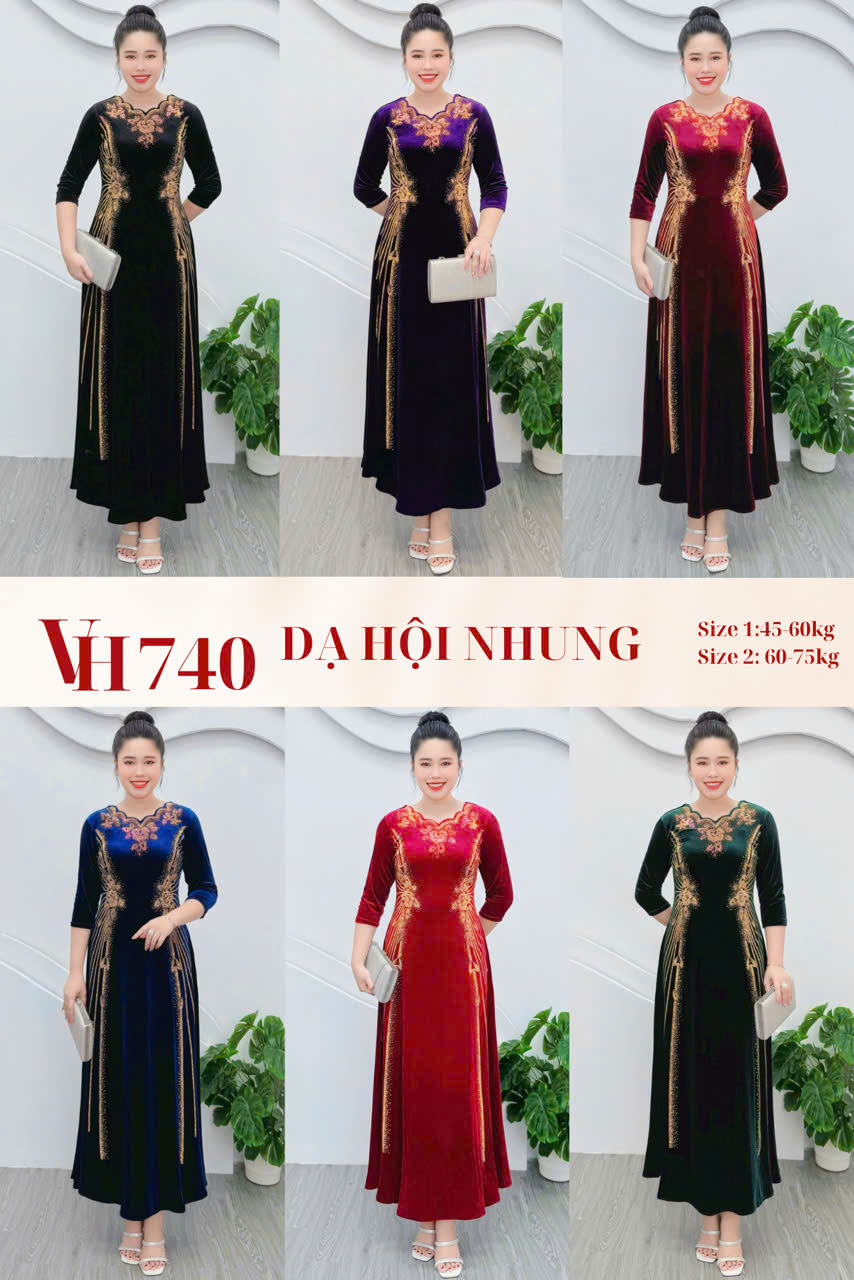 Đầm nhung cao cấp cho mẹ mặc đẹp làm sui gia, đi tiệc VH740